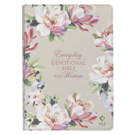 NLT Everyday Devotional Bible for Women, Pearlized Gray Floral Faux Leather