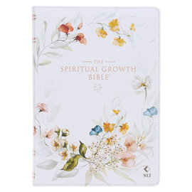 NLT The Spiritual Growth Bible, Cream-Colored Floral Faux Leather
