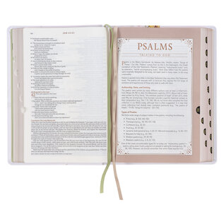 NLT The Spiritual Growth Bible, Cream-Colored Floral Faux Leather