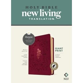 NLT Giant Print Bible, Cranberry Flourish LeatherLike, Indexed (Filament)