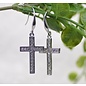 Earrings - Eden Merry, French Hook Silver Cross