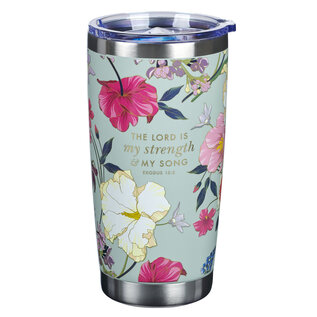 Stainless Steel Tumbler - My Strength and My Song, Floral