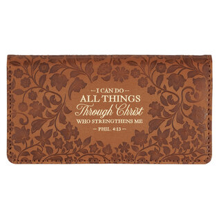 Checkbook Cover - All Things, Honey Brown Faux Leather