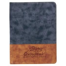 Padfolio - Strong and Courageous, Butterscotch and Navy Faux Leather