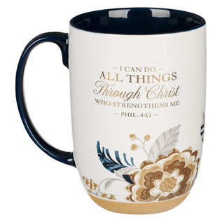 Mug - I Can Do All Things, Honey-Brown/Blue