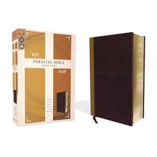 KJV/Amplified Large Print Parallel Bible, Tan/Burgundy Leathersoft