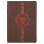 Journal - Strength and Courage (Lionface), Brown Faux Leather