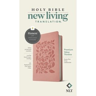 NLT Premium Value Thinline Bible, Dusty Pink Vines LeatherLike (Filament)