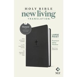 NLT Large Print Premium Value Thinline Bible, Black Cross LeatherLike (Filament)