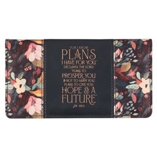 Checkbook Cover - Hope and a Future,  Midnight Botanical