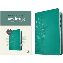 NLT Super Giant Print Bible, Peony Rich Teal LeatherLike, Indexed (Filament)