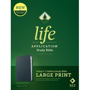 NLT Large Print Life Application Study Bible, Navy Blue Genuine Leather