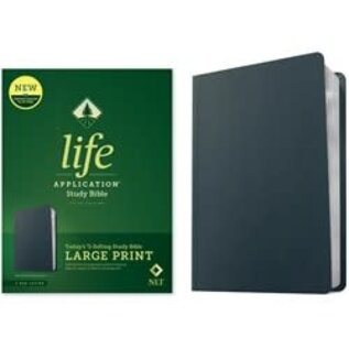 NLT Large Print Life Application Study Bible, Navy Blue Genuine Leather
