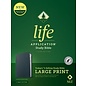 NLT Large Print Life Application Study Bible, Navy Blue Genuine Leather, Indexed