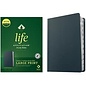 NLT Large Print Life Application Study Bible, Navy Blue Genuine Leather, Indexed