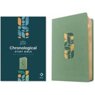 NLT One Year Chronological Study Bible, Sage Green Mosaic LeatherLike
