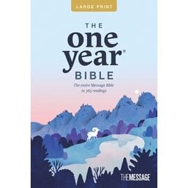 The Message Large Print One Year Bible, Blue Paperback