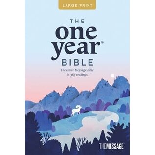 The Message Large Print One Year Bible, Blue Paperback