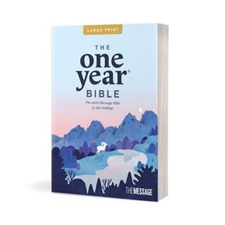 The Message Large Print One Year Bible, Blue Paperback