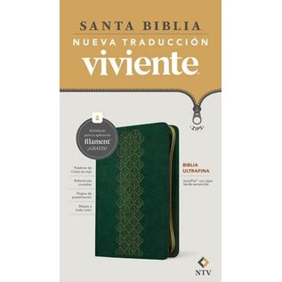 NTV Biblia Ultrafina w/Zipper, Emerald Green LeatherLike (Filament)