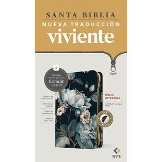 NTV Biblia Ultrafina w/Zipper, Floral LeatherLike, Indexed (Filament)