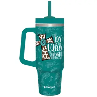 Stainless Steel Mug w/Straw - The Joy of the Lord is My Strength (30 oz)