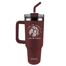 Stainless Steel Mug w/Straw - Lion of Judah King of Kings (40 oz)