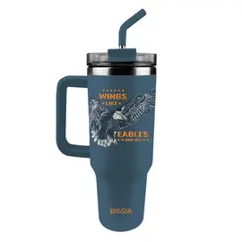 Stainless Steel Mug w/Straw - Wings Like Eagles (40 oz)