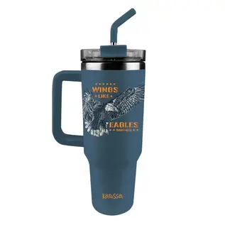 Stainless Steel Mug w/Straw - Wings Like Eagles (40 oz)