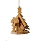 Ornament - Christmas Tree Shaped Olivewood Nativity Grotto (3")