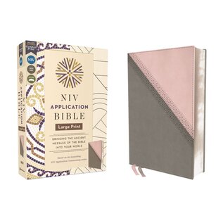 NIV Large Print Application Bible, Pink/Gray Leathersoft