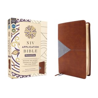 NIV Personal Size Application Bible, Brown/Blue Leathersoft