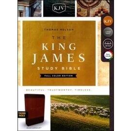 KJV Large Print Study Bible, Brown Leathersoft, Indexed