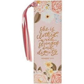 Bookmark - Strength and Dignity, Dahlia Pink FauxLeather
