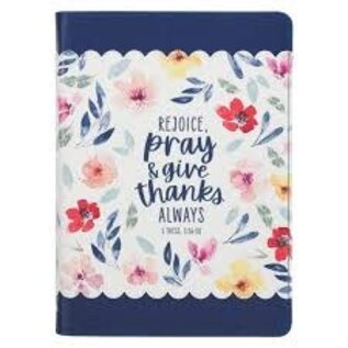 Journal - Give Thanks, Blue Floral FauxLeather