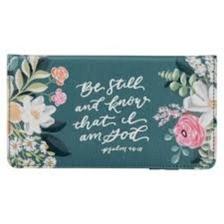 Checkbook Cover - Be Still and Know, Teal Floral