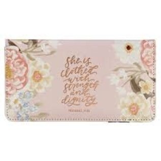 Checkbook Cover - Strength and Dignity, Pink Floral