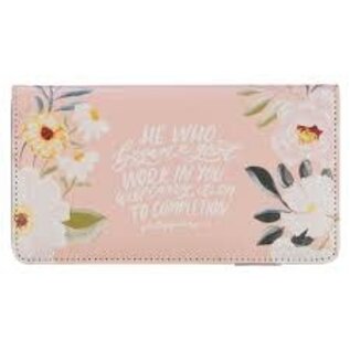 Checkbook Cover - A Good Work, Peach Floral