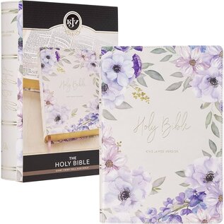 KJV Giant Print Full-Size Bible, Lavender Floral Faux Leather, Indexed