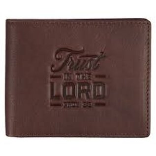 Men's Leather Wallet - Trust in the Lord, Brown