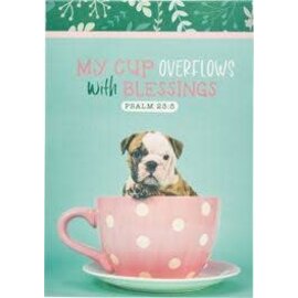 Mini Notepad - My Cup Overflows, Teal w/Puppy