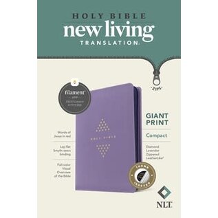 NLT Giant Print Compact Bible w/Zipper, Diamond Lavender LeatherLike, Indexed (Filament)