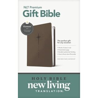 NLT Premium Gift Bible, Star Cross Taupe LeatherLike
