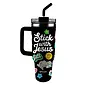Stainless Steel Mug w/Straw - Stick with Jesus