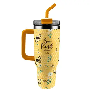 Stainless Steel Mug w/Straw - Bee Kind