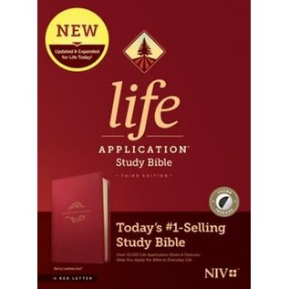 NIV Life Application Study Bible, Berry LeatherLike, Indexed