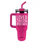 Stainless Steel Mug w/Straw - Loved Chosen Redeemed by Jesus, Pnk