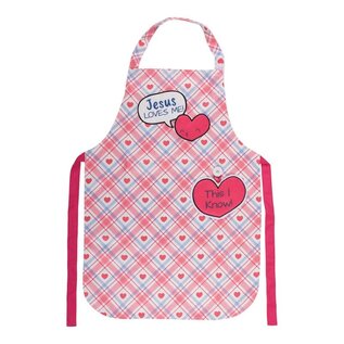 Apron w/Hand Towel - Jesus Loves Me Hearts, Kid-size