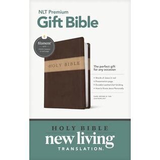 NLT Premium Gift Bible, Dark Brown/Tan LeatherLike (Filament)