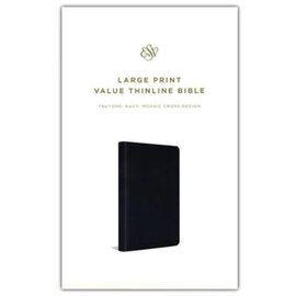 ESV Large Print Value Thinline Bible, Navy Mosaic Cross Design TruTone